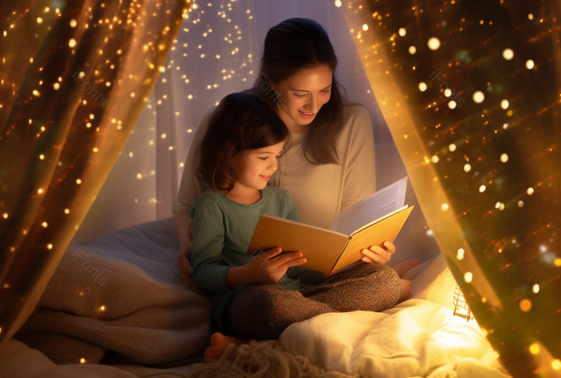 母亲带着孩子在帐篷里读书休闲时光,高清,摄影图,摄影图片,图片大全,摄影图免费下载